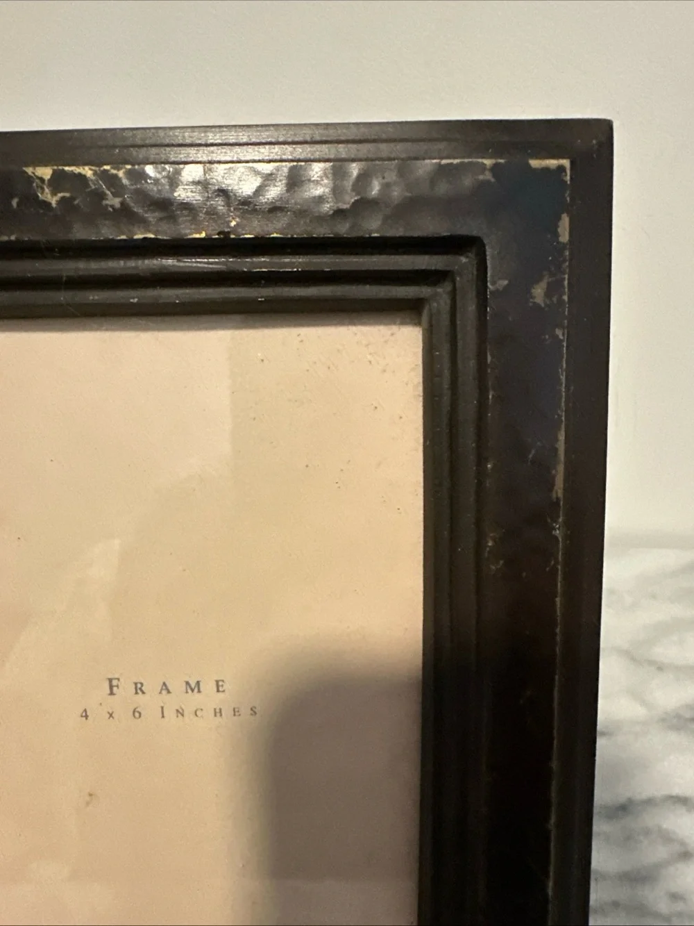 Classic Dark Brown Hammered Metal Picture Frame - 4x6 wood back heavy